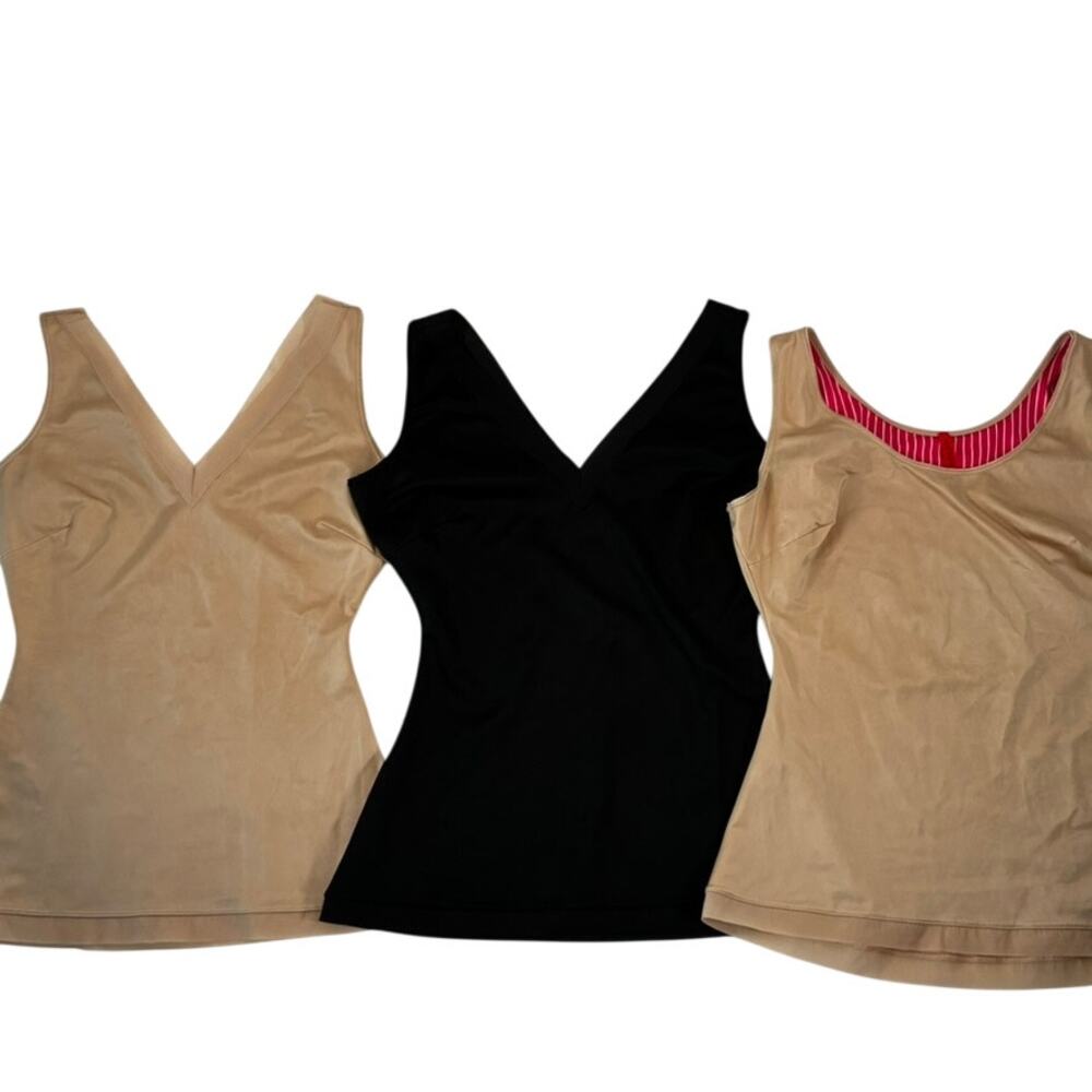 Two Spanx Simplicity V-Neck Camisoles & One Simplicity Shaping Camisole - L